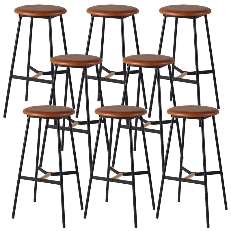 Modern Style Round Bar-stool Metal Counter Bar Stool for Restaurant Brown 8 Piece Set Counter Stool(26"H) Clearhalo 'Bar Furniture' 'Bar Stools' 'bar_stools' 'furn' 'furn_bar_stools' 'Furniture' 'furniture_bar_stools' 'Kitchen & Dining Furniture' 5042224