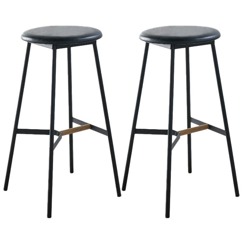 Modern Style Round Bar-stool Metal Counter Bar Stool for Restaurant Black-Gray 2 Piece Set Counter Stool(26"H) Clearhalo 'Bar Furniture' 'Bar Stools' 'bar_stools' 'furn' 'furn_bar_stools' 'Furniture' 'furniture_bar_stools' 'Kitchen & Dining Furniture' 5042227