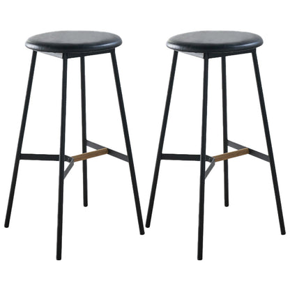 Modern Style Round Bar-stool Metal Counter Bar Stool for Restaurant Black-Gray 2 Piece Set Counter Stool(26"H) Clearhalo 'Bar Furniture' 'Bar Stools' 'bar_stools' 'furn' 'furn_bar_stools' 'Furniture' 'furniture_bar_stools' 'Kitchen & Dining Furniture' 5042227