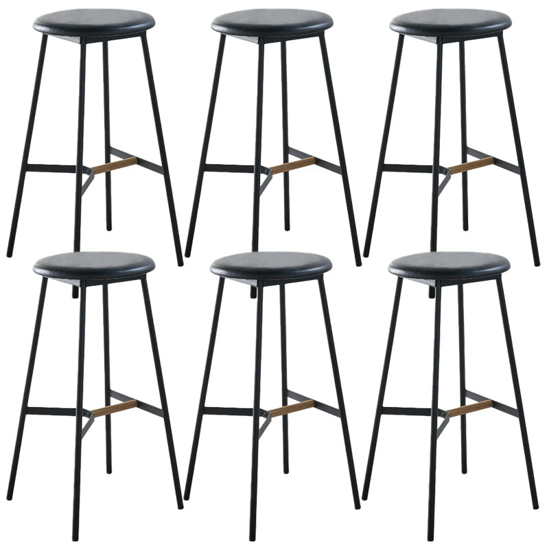 Modern Style Round Bar-stool Metal Counter Bar Stool for Restaurant Black-Gray 6 Piece Set Counter Stool(26"H) Clearhalo 'Bar Furniture' 'Bar Stools' 'bar_stools' 'furn' 'furn_bar_stools' 'Furniture' 'furniture_bar_stools' 'Kitchen & Dining Furniture' 5042231