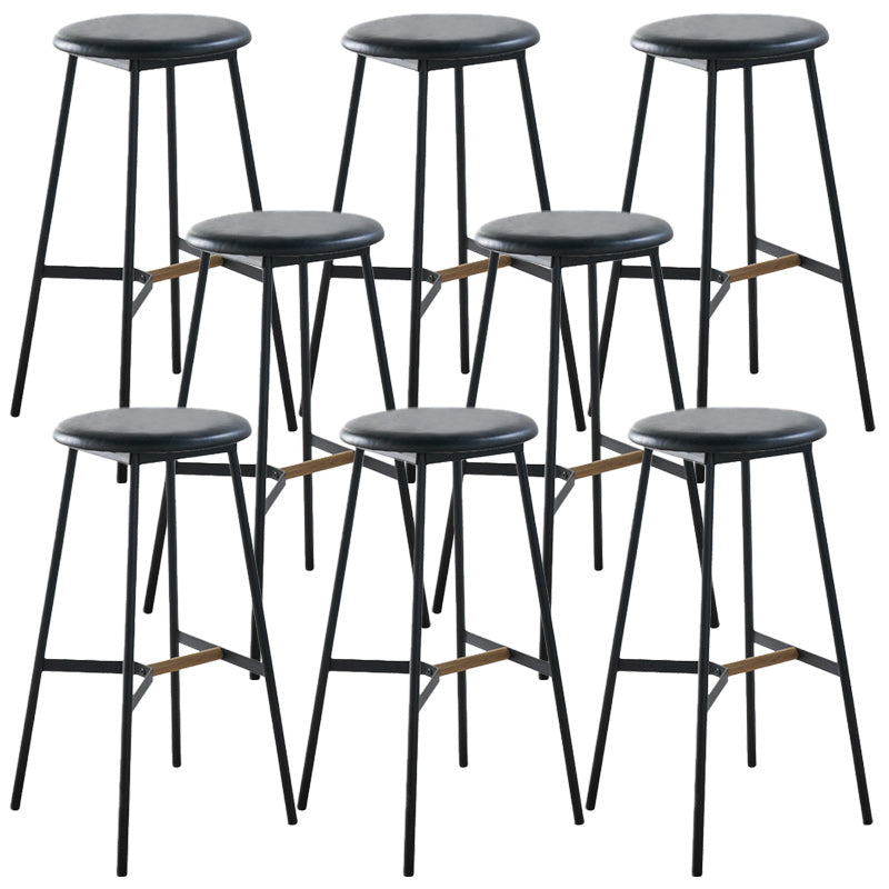 Modern Style Round Bar-stool Metal Counter Bar Stool for Restaurant Black-Gray 8 Piece Set Counter Stool(26"H) Clearhalo 'Bar Furniture' 'Bar Stools' 'bar_stools' 'furn' 'furn_bar_stools' 'Furniture' 'furniture_bar_stools' 'Kitchen & Dining Furniture' 5042233