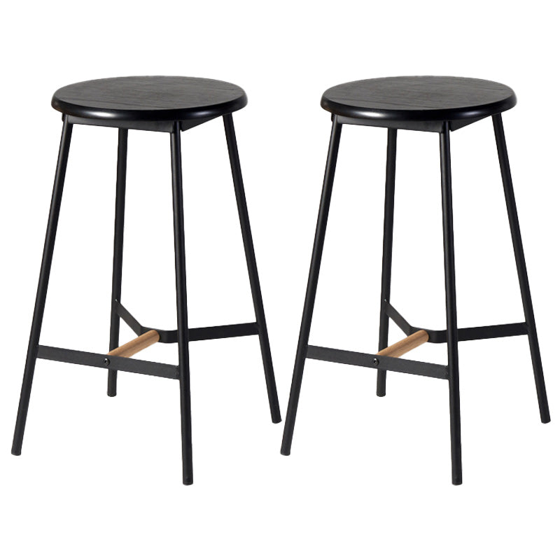 Modern Style Round Bar-stool Metal Counter Bar Stool for Restaurant Black 2 Piece Set Bar Stool(30"H) Clearhalo 'Bar Furniture' 'Bar Stools' 'bar_stools' 'furn' 'furn_bar_stools' 'Furniture' 'furniture_bar_stools' 'Kitchen & Dining Furniture' 5042234