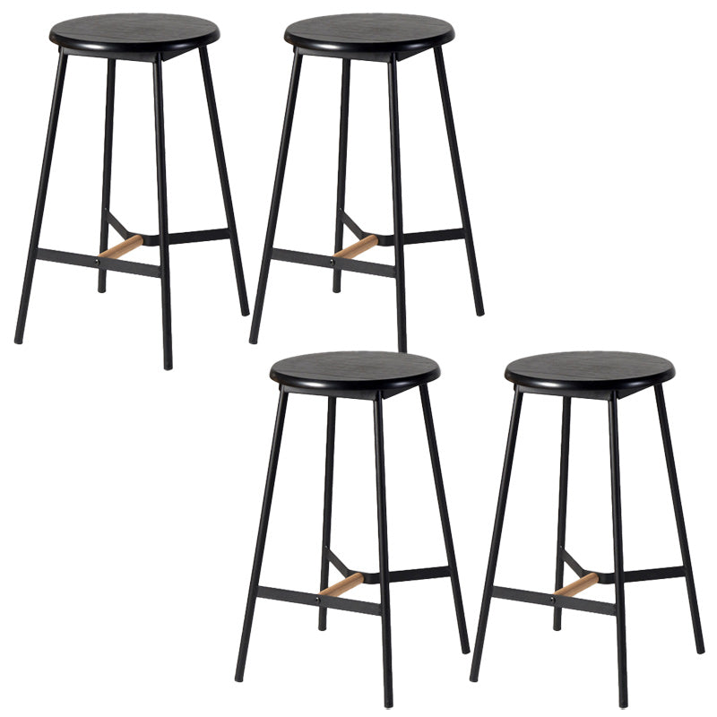 Modern Style Round Bar-stool Metal Counter Bar Stool for Restaurant Black 4 Piece Set Bar Stool(30"H) Clearhalo 'Bar Furniture' 'Bar Stools' 'bar_stools' 'furn' 'furn_bar_stools' 'Furniture' 'furniture_bar_stools' 'Kitchen & Dining Furniture' 5042235