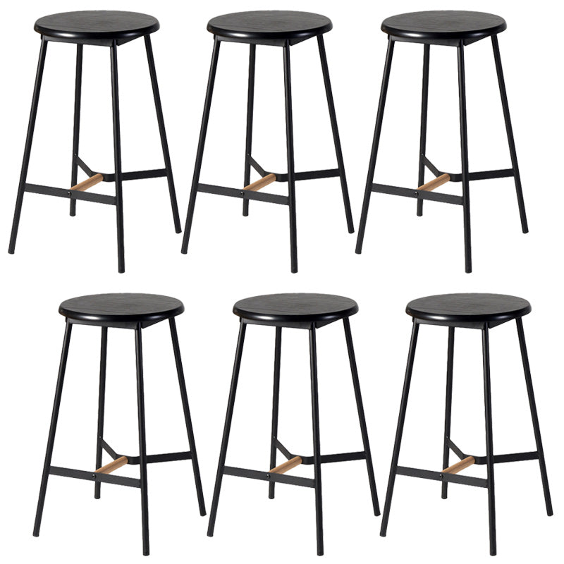 Modern Style Round Bar-stool Metal Counter Bar Stool for Restaurant Black 6 Piece Set Bar Stool(30"H) Clearhalo 'Bar Furniture' 'Bar Stools' 'bar_stools' 'furn' 'furn_bar_stools' 'Furniture' 'furniture_bar_stools' 'Kitchen & Dining Furniture' 5042236