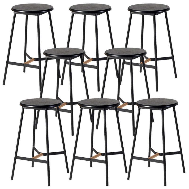 Modern Style Round Bar-stool Metal Counter Bar Stool for Restaurant Black 8 Piece Set Bar Stool(30"H) Clearhalo 'Bar Furniture' 'Bar Stools' 'bar_stools' 'furn' 'furn_bar_stools' 'Furniture' 'furniture_bar_stools' 'Kitchen & Dining Furniture' 5042237