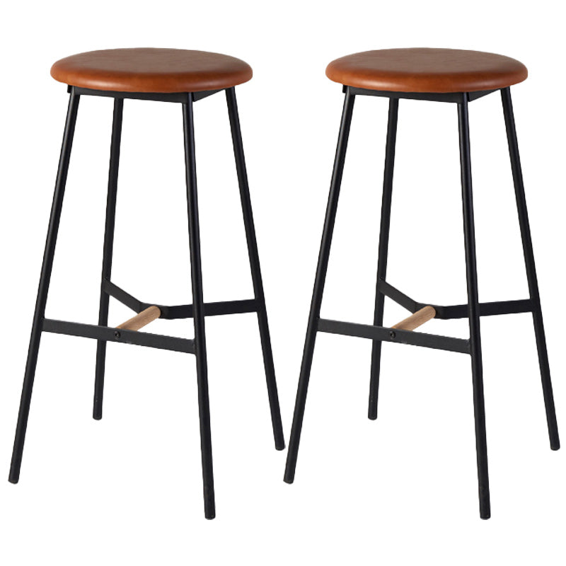 Modern Style Round Bar-stool Metal Counter Bar Stool for Restaurant Brown 2 Piece Set Bar Stool(30"H) Clearhalo 'Bar Furniture' 'Bar Stools' 'bar_stools' 'furn' 'furn_bar_stools' 'Furniture' 'furniture_bar_stools' 'Kitchen & Dining Furniture' 5042238