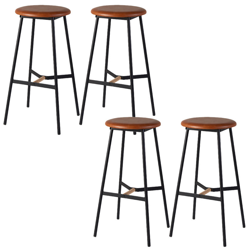 Modern Style Round Bar-stool Metal Counter Bar Stool for Restaurant Brown 4 Piece Set Bar Stool(30"H) Clearhalo 'Bar Furniture' 'Bar Stools' 'bar_stools' 'furn' 'furn_bar_stools' 'Furniture' 'furniture_bar_stools' 'Kitchen & Dining Furniture' 5042239
