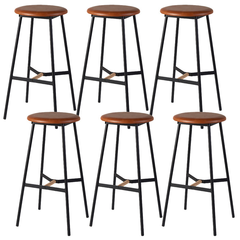 Modern Style Round Bar-stool Metal Counter Bar Stool for Restaurant Brown 6 Piece Set Bar Stool(30"H) Clearhalo 'Bar Furniture' 'Bar Stools' 'bar_stools' 'furn' 'furn_bar_stools' 'Furniture' 'furniture_bar_stools' 'Kitchen & Dining Furniture' 5042240