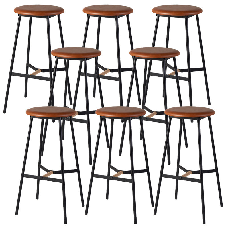 Modern Style Round Bar-stool Metal Counter Bar Stool for Restaurant Brown 8 Piece Set Bar Stool(30"H) Clearhalo 'Bar Furniture' 'Bar Stools' 'bar_stools' 'furn' 'furn_bar_stools' 'Furniture' 'furniture_bar_stools' 'Kitchen & Dining Furniture' 5042241