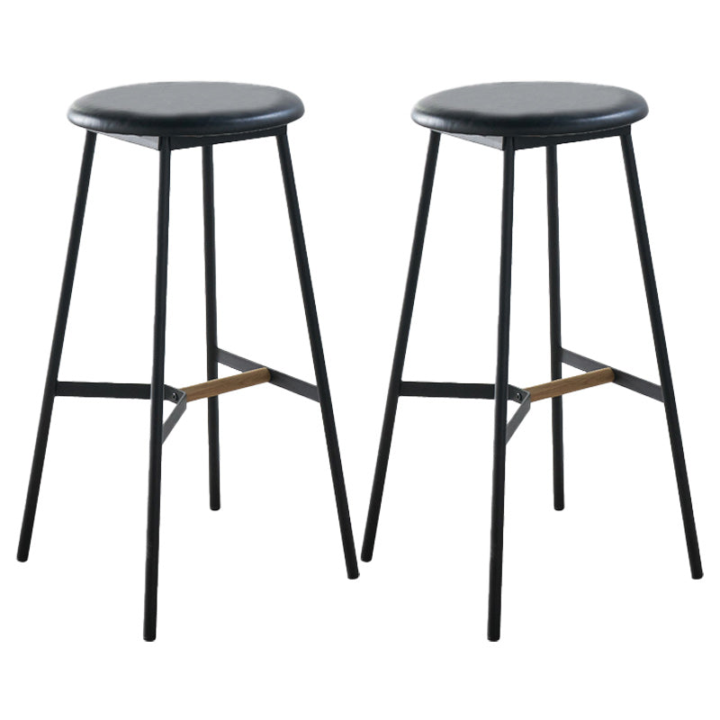 Modern Style Round Bar-stool Metal Counter Bar Stool for Restaurant Black-Gray 2 Piece Set Bar Stool(30"H) Clearhalo 'Bar Furniture' 'Bar Stools' 'bar_stools' 'furn' 'furn_bar_stools' 'Furniture' 'furniture_bar_stools' 'Kitchen & Dining Furniture' 5042242