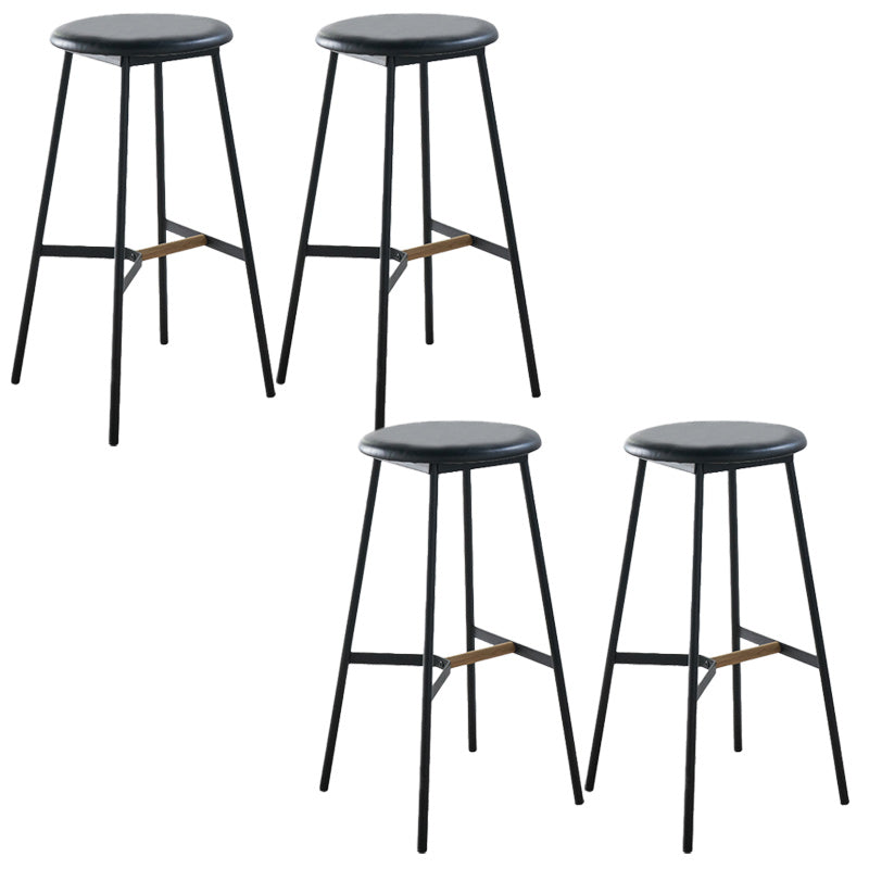 Modern Style Round Bar-stool Metal Counter Bar Stool for Restaurant Black-Gray 4 Piece Set Bar Stool(30"H) Clearhalo 'Bar Furniture' 'Bar Stools' 'bar_stools' 'furn' 'furn_bar_stools' 'Furniture' 'furniture_bar_stools' 'Kitchen & Dining Furniture' 5042243