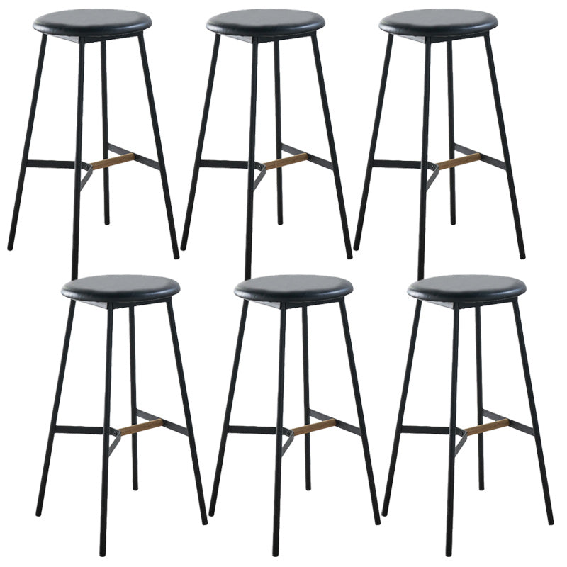 Modern Style Round Bar-stool Metal Counter Bar Stool for Restaurant Black-Gray 6 Piece Set Bar Stool(30"H) Clearhalo 'Bar Furniture' 'Bar Stools' 'bar_stools' 'furn' 'furn_bar_stools' 'Furniture' 'furniture_bar_stools' 'Kitchen & Dining Furniture' 5042244
