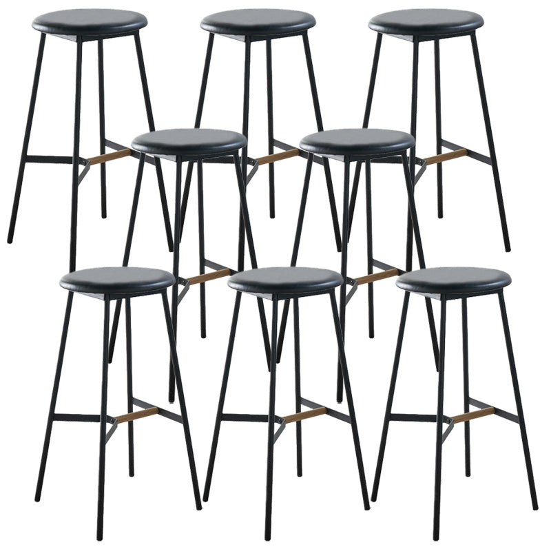 Modern Style Round Bar-stool Metal Counter Bar Stool for Restaurant Black-Gray 8 Piece Set Bar Stool(30"H) Clearhalo 'Bar Furniture' 'Bar Stools' 'bar_stools' 'furn' 'furn_bar_stools' 'Furniture' 'furniture_bar_stools' 'Kitchen & Dining Furniture' 5042245