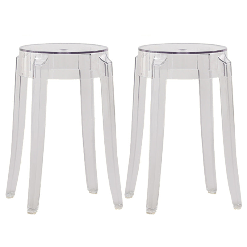 Nordic Style Bar-stool Round Counter Bar Stool with Plastic Legs for Home 2 Piece Set Short Stool(18"H) Clearhalo 'Bar Furniture' 'Bar Stools' 'bar_stools' 'furn' 'furn_bar_stools' 'Furniture' 'furniture_bar_stools' 'Kitchen & Dining Furniture' 5042293