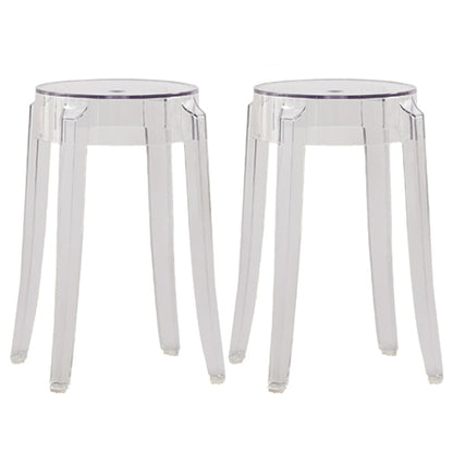 Nordic Style Bar-stool Round Counter Bar Stool with Plastic Legs for Home 2 Piece Set Short Stool(18"H) Clearhalo 'Bar Furniture' 'Bar Stools' 'bar_stools' 'furn' 'furn_bar_stools' 'Furniture' 'furniture_bar_stools' 'Kitchen & Dining Furniture' 5042293