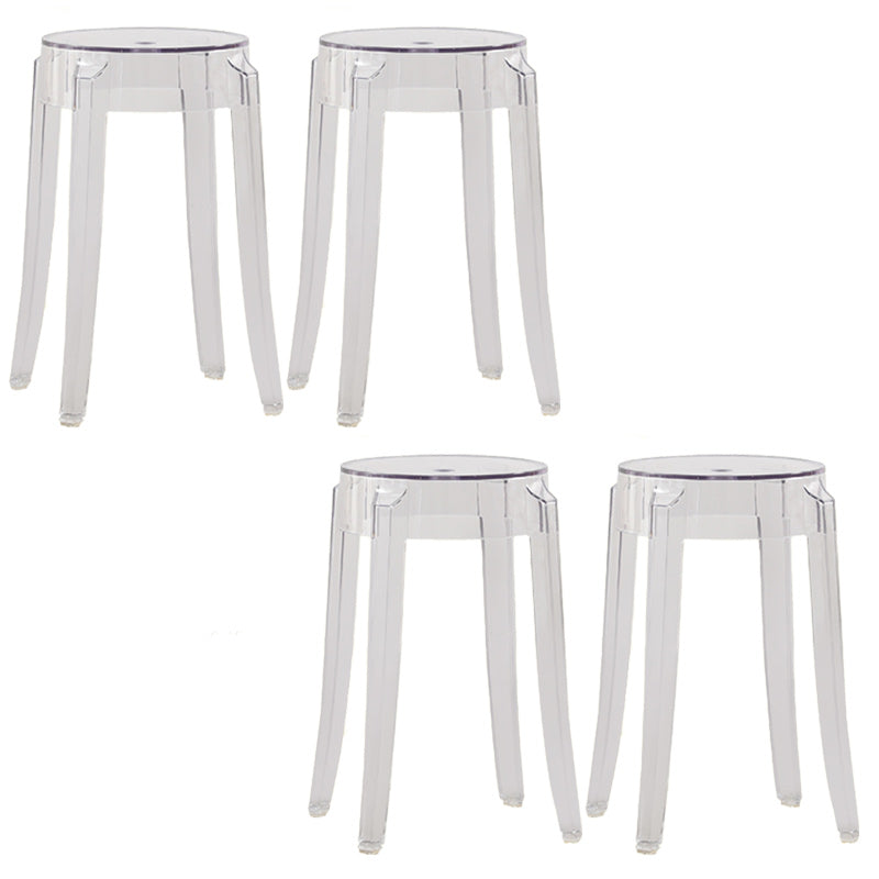 Nordic Style Bar-stool Round Counter Bar Stool with Plastic Legs for Home 4 Piece Set Short Stool(18"H) Clearhalo 'Bar Furniture' 'Bar Stools' 'bar_stools' 'furn' 'furn_bar_stools' 'Furniture' 'furniture_bar_stools' 'Kitchen & Dining Furniture' 5042295