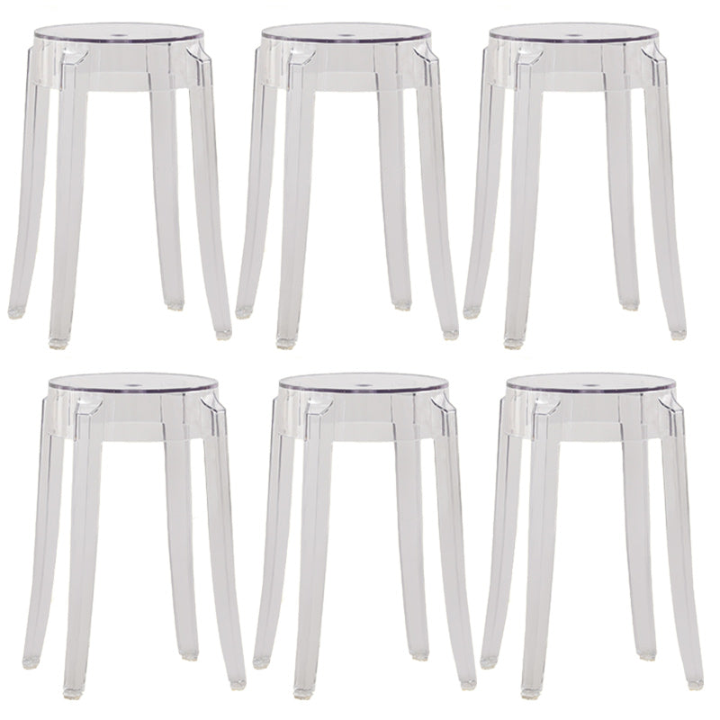 Nordic Style Bar-stool Round Counter Bar Stool with Plastic Legs for Home 6 Piece Set Short Stool(18"H) Clearhalo 'Bar Furniture' 'Bar Stools' 'bar_stools' 'furn' 'furn_bar_stools' 'Furniture' 'furniture_bar_stools' 'Kitchen & Dining Furniture' 5042297
