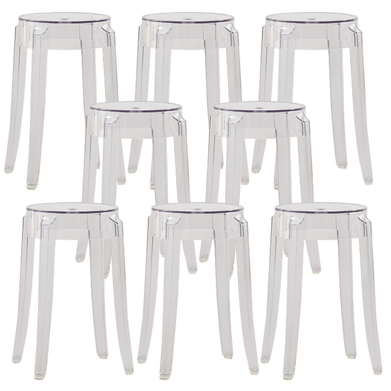 Nordic Style Bar-stool Round Counter Bar Stool with Plastic Legs for Home 8 Piece Set Short Stool(18"H) Clearhalo 'Bar Furniture' 'Bar Stools' 'bar_stools' 'furn' 'furn_bar_stools' 'Furniture' 'furniture_bar_stools' 'Kitchen & Dining Furniture' 5042299