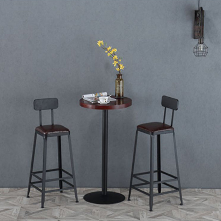 Industrial Armless Counter Stool Iron Cafe Bar Stool with Leather Cushion Clearhalo 'Bar Furniture' 'Bar Stools' 'bar_stools' 'furn' 'furn_bar_stools' 'Furniture' 'furniture_bar_stools' 'Kitchen & Dining Furniture' 5042368