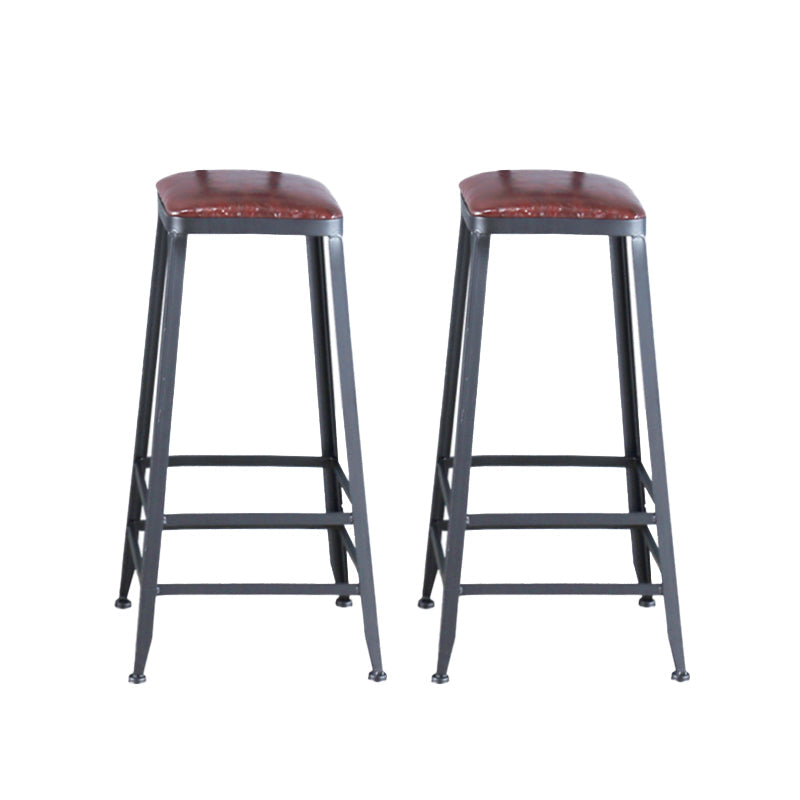 Industrial Armless Counter Stool Iron Cafe Bar Stool with Leather Cushion Backless 2 Piece Set Bar Stool(30"H) Clearhalo 'Bar Furniture' 'Bar Stools' 'bar_stools' 'furn' 'furn_bar_stools' 'Furniture' 'furniture_bar_stools' 'Kitchen & Dining Furniture' 5042376