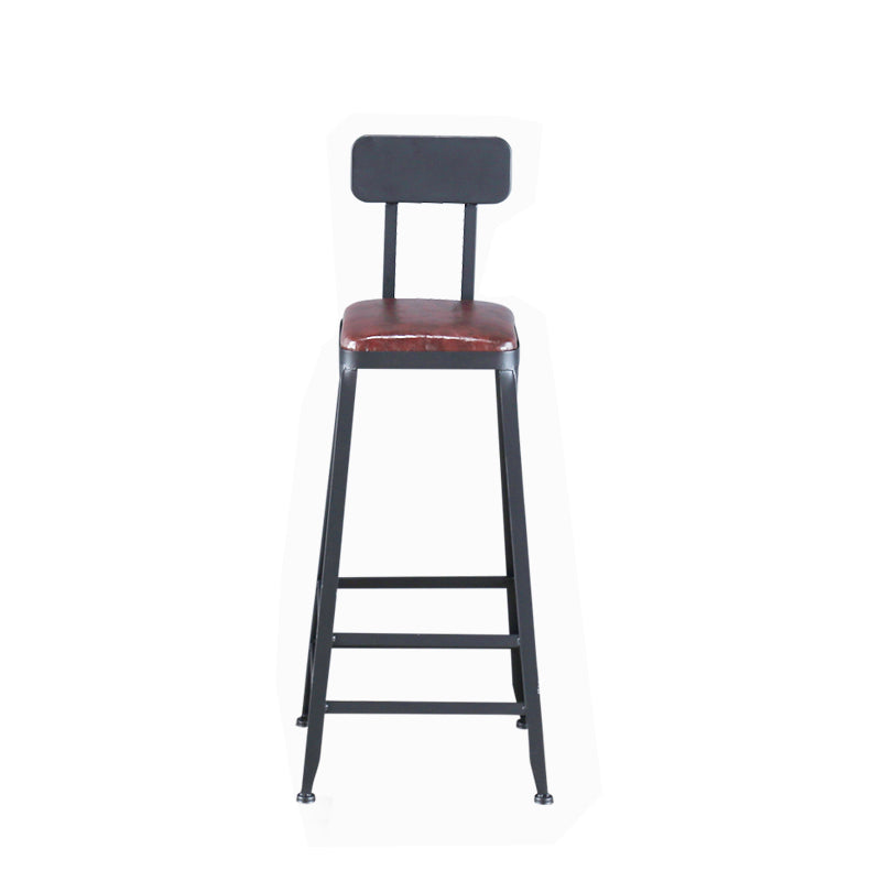 Industrial Armless Counter Stool Iron Cafe Bar Stool with Leather Cushion Clearhalo 'Bar Furniture' 'Bar Stools' 'bar_stools' 'furn' 'furn_bar_stools' 'Furniture' 'furniture_bar_stools' 'Kitchen & Dining Furniture' 5042387