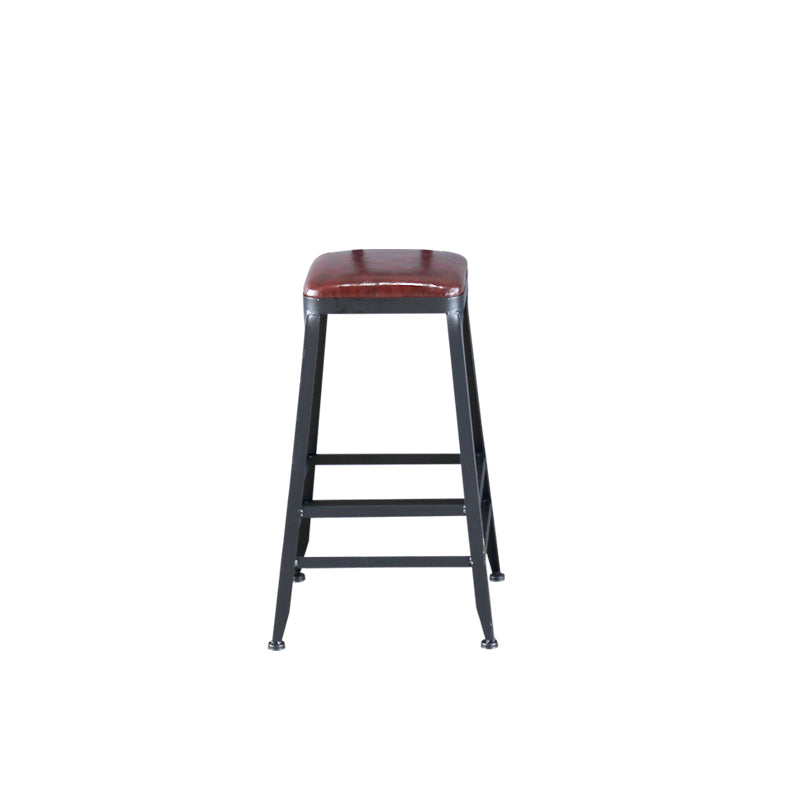 Industrial Armless Counter Stool Iron Cafe Bar Stool with Leather Cushion Clearhalo 'Bar Furniture' 'Bar Stools' 'bar_stools' 'furn' 'furn_bar_stools' 'Furniture' 'furniture_bar_stools' 'Kitchen & Dining Furniture' 5042388