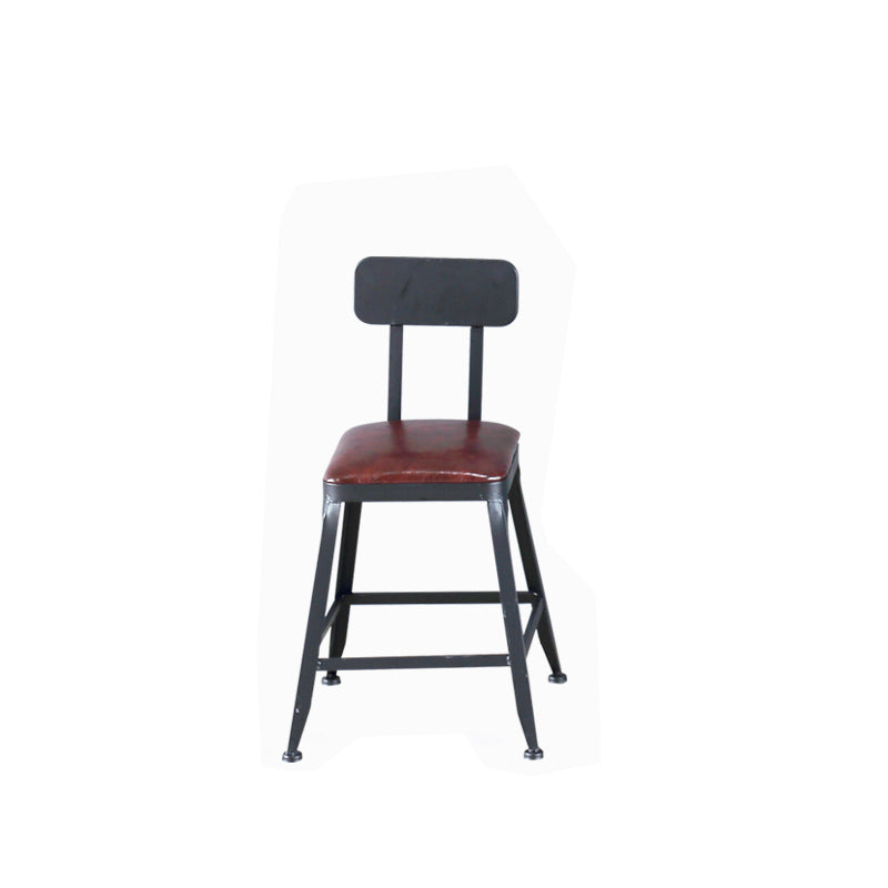 Industrial Armless Counter Stool Iron Cafe Bar Stool with Leather Cushion Clearhalo 'Bar Furniture' 'Bar Stools' 'bar_stools' 'furn' 'furn_bar_stools' 'Furniture' 'furniture_bar_stools' 'Kitchen & Dining Furniture' 5042391