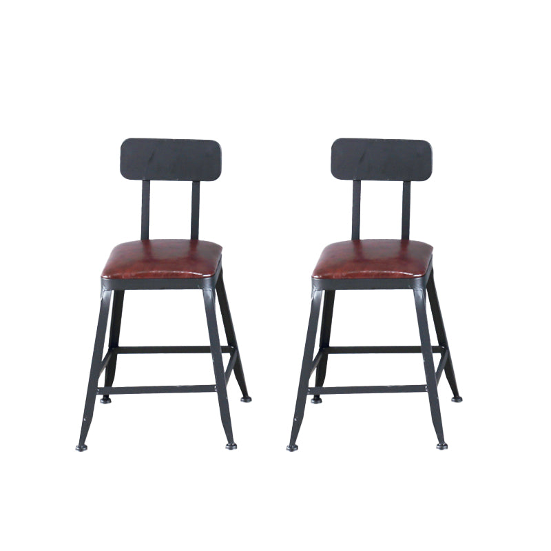 Industrial Armless Counter Stool Iron Cafe Bar Stool with Leather Cushion With Back 2 Piece Set Short Stool(18"H) Clearhalo 'Bar Furniture' 'Bar Stools' 'bar_stools' 'furn' 'furn_bar_stools' 'Furniture' 'furniture_bar_stools' 'Kitchen & Dining Furniture' 5042392