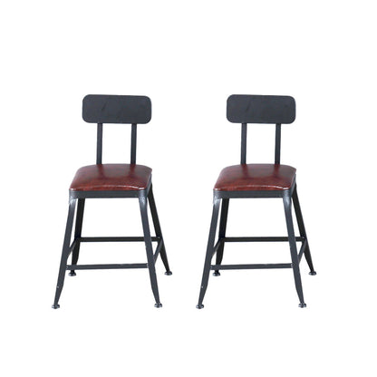 Industrial Armless Counter Stool Iron Cafe Bar Stool with Leather Cushion With Back 2 Piece Set Short Stool(18"H) Clearhalo 'Bar Furniture' 'Bar Stools' 'bar_stools' 'furn' 'furn_bar_stools' 'Furniture' 'furniture_bar_stools' 'Kitchen & Dining Furniture' 5042392