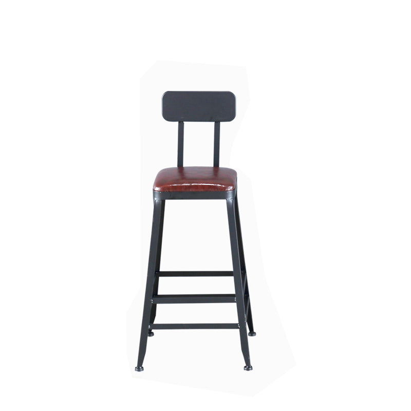 Industrial Armless Counter Stool Iron Cafe Bar Stool with Leather Cushion Clearhalo 'Bar Furniture' 'Bar Stools' 'bar_stools' 'furn' 'furn_bar_stools' 'Furniture' 'furniture_bar_stools' 'Kitchen & Dining Furniture' 5042393