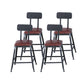 Industrial Armless Counter Stool Iron Cafe Bar Stool with Leather Cushion With Back 4 Piece Set Short Stool(18"H) Clearhalo 'Bar Furniture' 'Bar Stools' 'bar_stools' 'furn' 'furn_bar_stools' 'Furniture' 'furniture_bar_stools' 'Kitchen & Dining Furniture' 5042395
