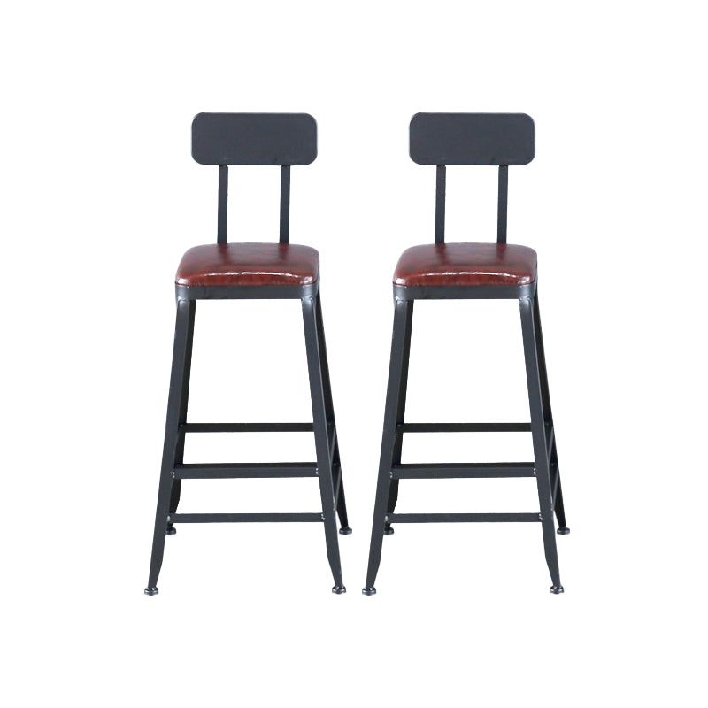 Industrial Armless Counter Stool Iron Cafe Bar Stool with Leather Cushion With Back 2 Piece Set Counter Stool(26"H) Clearhalo 'Bar Furniture' 'Bar Stools' 'bar_stools' 'furn' 'furn_bar_stools' 'Furniture' 'furniture_bar_stools' 'Kitchen & Dining Furniture' 5042399