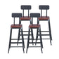 Industrial Armless Counter Stool Iron Cafe Bar Stool with Leather Cushion With Back 4 Piece Set Counter Stool(26"H) Clearhalo 'Bar Furniture' 'Bar Stools' 'bar_stools' 'furn' 'furn_bar_stools' 'Furniture' 'furniture_bar_stools' 'Kitchen & Dining Furniture' 5042400