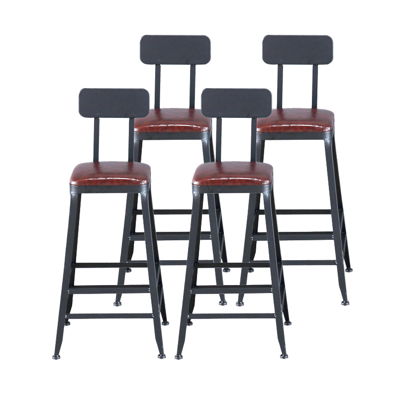 Industrial Armless Counter Stool Iron Cafe Bar Stool with Leather Cushion With Back 4 Piece Set Counter Stool(26"H) Clearhalo 'Bar Furniture' 'Bar Stools' 'bar_stools' 'furn' 'furn_bar_stools' 'Furniture' 'furniture_bar_stools' 'Kitchen & Dining Furniture' 5042400