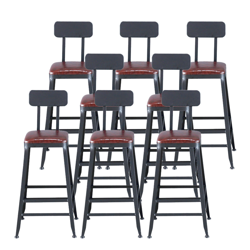 Industrial Armless Counter Stool Iron Cafe Bar Stool with Leather Cushion With Back 8 Piece Set Counter Stool(26"H) Clearhalo 'Bar Furniture' 'Bar Stools' 'bar_stools' 'furn' 'furn_bar_stools' 'Furniture' 'furniture_bar_stools' 'Kitchen & Dining Furniture' 5042402