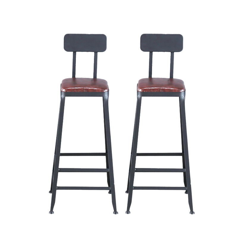 Industrial Armless Counter Stool Iron Cafe Bar Stool with Leather Cushion With Back 2 Piece Set Bar Stool(30"H) Clearhalo 'Bar Furniture' 'Bar Stools' 'bar_stools' 'furn' 'furn_bar_stools' 'Furniture' 'furniture_bar_stools' 'Kitchen & Dining Furniture' 5042403