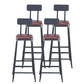 Industrial Armless Counter Stool Iron Cafe Bar Stool with Leather Cushion With Back 4 Piece Set Bar Stool(30"H) Clearhalo 'Bar Furniture' 'Bar Stools' 'bar_stools' 'furn' 'furn_bar_stools' 'Furniture' 'furniture_bar_stools' 'Kitchen & Dining Furniture' 5042404