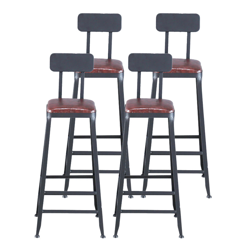 Industrial Armless Counter Stool Iron Cafe Bar Stool with Leather Cushion With Back 4 Piece Set Bar Stool(30"H) Clearhalo 'Bar Furniture' 'Bar Stools' 'bar_stools' 'furn' 'furn_bar_stools' 'Furniture' 'furniture_bar_stools' 'Kitchen & Dining Furniture' 5042404