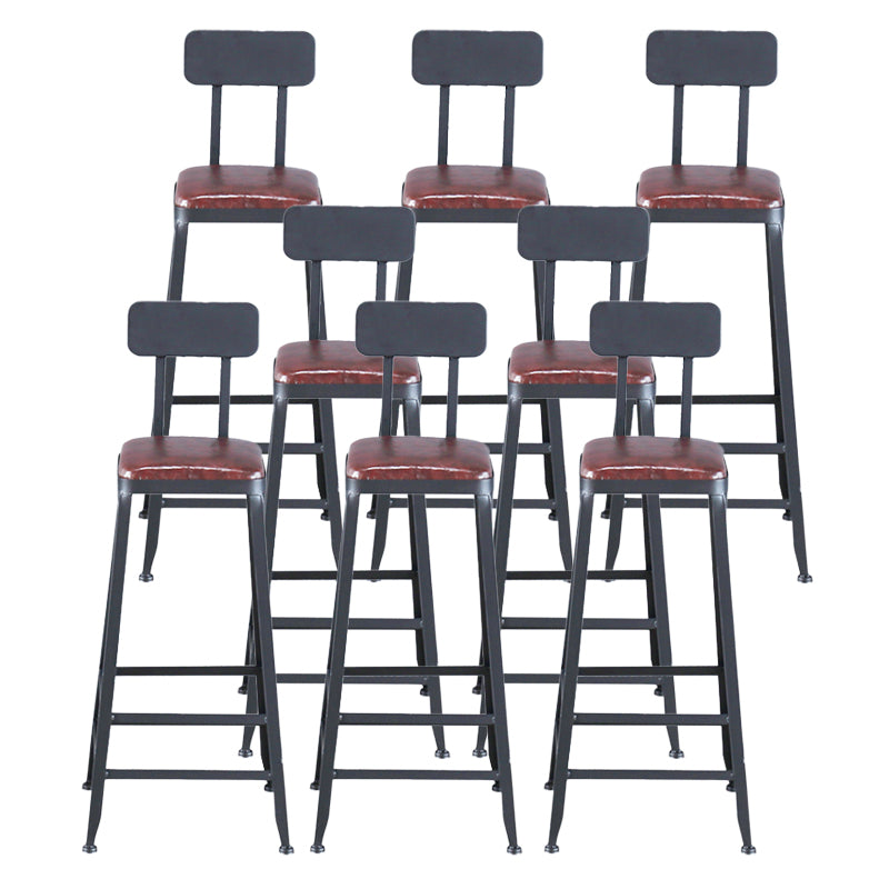 Industrial Armless Counter Stool Iron Cafe Bar Stool with Leather Cushion With Back 8 Piece Set Bar Stool(30"H) Clearhalo 'Bar Furniture' 'Bar Stools' 'bar_stools' 'furn' 'furn_bar_stools' 'Furniture' 'furniture_bar_stools' 'Kitchen & Dining Furniture' 5042406