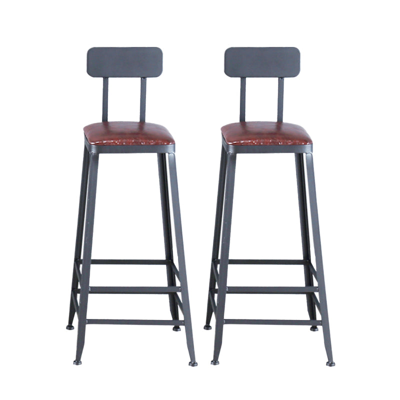 Industrial Armless Counter Stool Iron Cafe Bar Stool with Leather Cushion With Back 2 Piece Set Bar Stool(31"H) Clearhalo 'Bar Furniture' 'Bar Stools' 'bar_stools' 'furn' 'furn_bar_stools' 'Furniture' 'furniture_bar_stools' 'Kitchen & Dining Furniture' 5042407