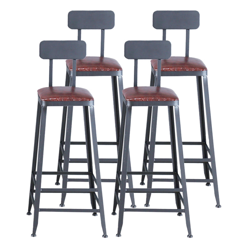 Industrial Armless Counter Stool Iron Cafe Bar Stool with Leather Cushion With Back 4 Piece Set Bar Stool(31"H) Clearhalo 'Bar Furniture' 'Bar Stools' 'bar_stools' 'furn' 'furn_bar_stools' 'Furniture' 'furniture_bar_stools' 'Kitchen & Dining Furniture' 5042408