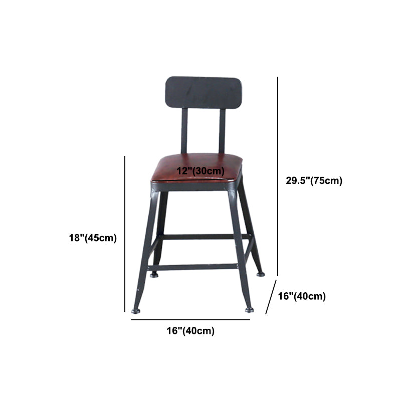 Industrial Armless Counter Stool Iron Cafe Bar Stool with Leather Cushion Clearhalo 'Bar Furniture' 'Bar Stools' 'bar_stools' 'furn' 'furn_bar_stools' 'Furniture' 'furniture_bar_stools' 'Kitchen & Dining Furniture' 5042411