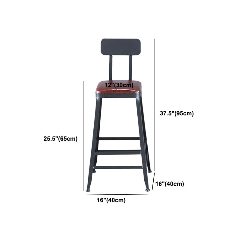 Industrial Armless Counter Stool Iron Cafe Bar Stool with Leather Cushion Clearhalo 'Bar Furniture' 'Bar Stools' 'bar_stools' 'furn' 'furn_bar_stools' 'Furniture' 'furniture_bar_stools' 'Kitchen & Dining Furniture' 5042412