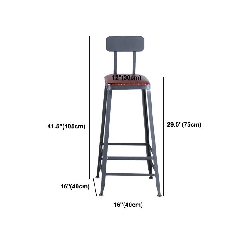 Industrial Armless Counter Stool Iron Cafe Bar Stool with Leather Cushion Clearhalo 'Bar Furniture' 'Bar Stools' 'bar_stools' 'furn' 'furn_bar_stools' 'Furniture' 'furniture_bar_stools' 'Kitchen & Dining Furniture' 5042414