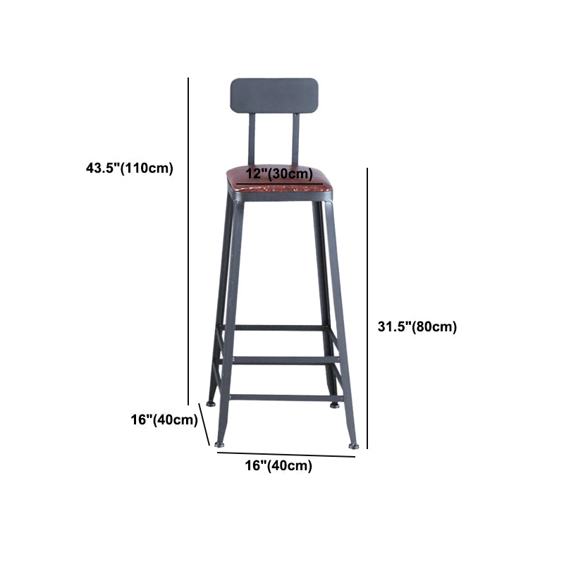 Industrial Armless Counter Stool Iron Cafe Bar Stool with Leather Cushion Clearhalo 'Bar Furniture' 'Bar Stools' 'bar_stools' 'furn' 'furn_bar_stools' 'Furniture' 'furniture_bar_stools' 'Kitchen & Dining Furniture' 5042416