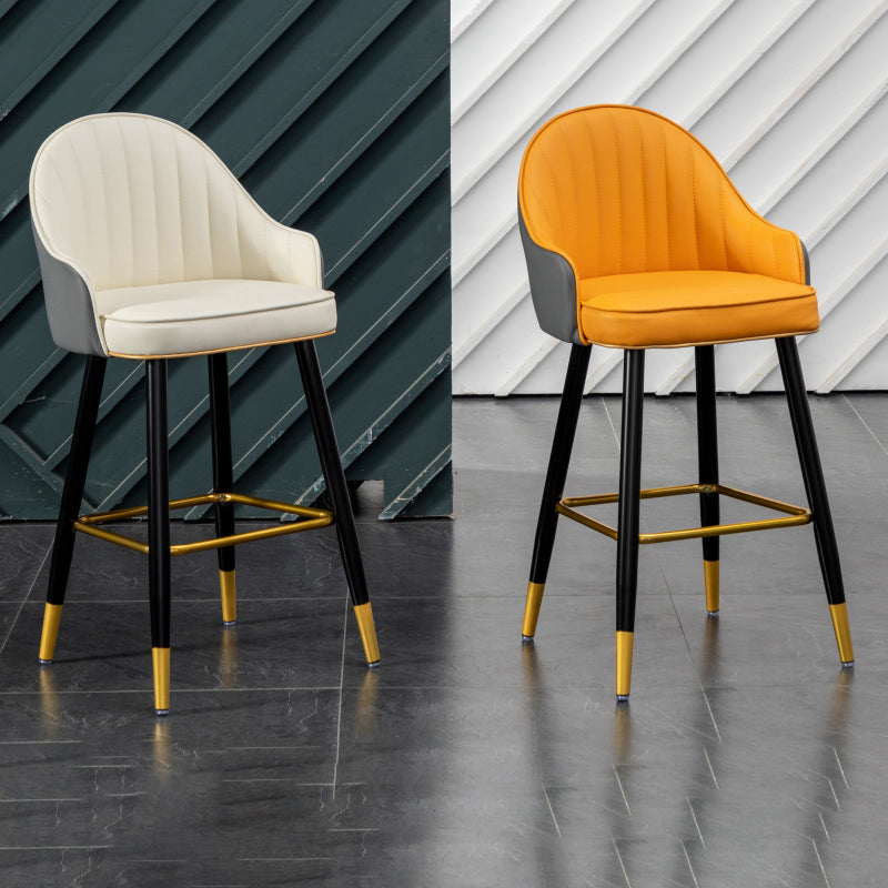 Scandinavian Armed Reception Stool Matte Finish Leather Barstool Clearhalo 'Bar Furniture' 'Bar Stools' 'bar_stools' 'furn' 'furn_bar_stools' 'Furniture' 'furniture_bar_stools' 'Kitchen & Dining Furniture' 5042447