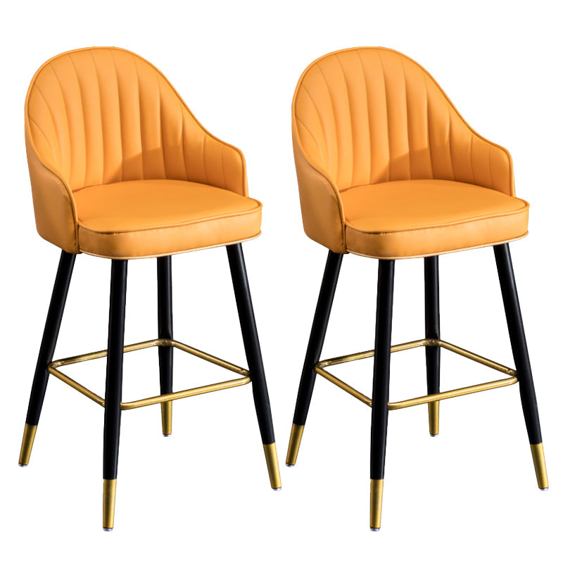 Scandinavian Armed Reception Stool Matte Finish Leather Barstool Orange 2 Piece Set Clearhalo 'Bar Furniture' 'Bar Stools' 'bar_stools' 'furn' 'furn_bar_stools' 'Furniture' 'furniture_bar_stools' 'Kitchen & Dining Furniture' 5042448