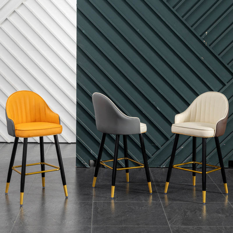 Scandinavian Armed Reception Stool Matte Finish Leather Barstool Clearhalo 'Bar Furniture' 'Bar Stools' 'bar_stools' 'furn' 'furn_bar_stools' 'Furniture' 'furniture_bar_stools' 'Kitchen & Dining Furniture' 5042449