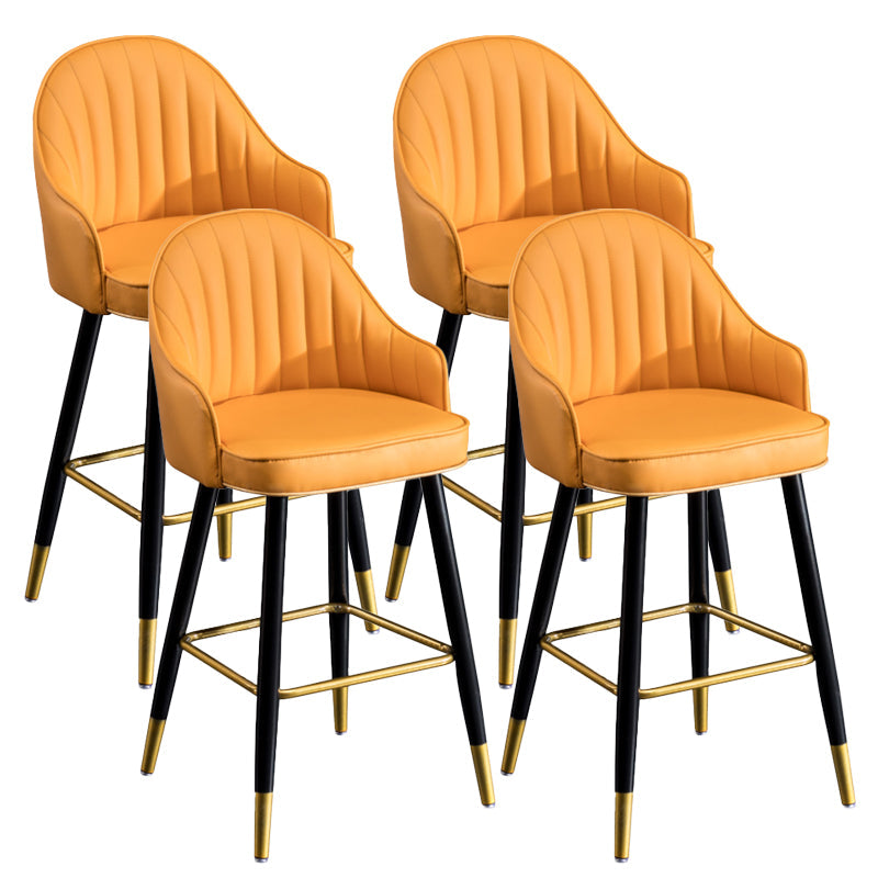 Scandinavian Armed Reception Stool Matte Finish Leather Barstool Orange 4 Piece Set Clearhalo 'Bar Furniture' 'Bar Stools' 'bar_stools' 'furn' 'furn_bar_stools' 'Furniture' 'furniture_bar_stools' 'Kitchen & Dining Furniture' 5042450
