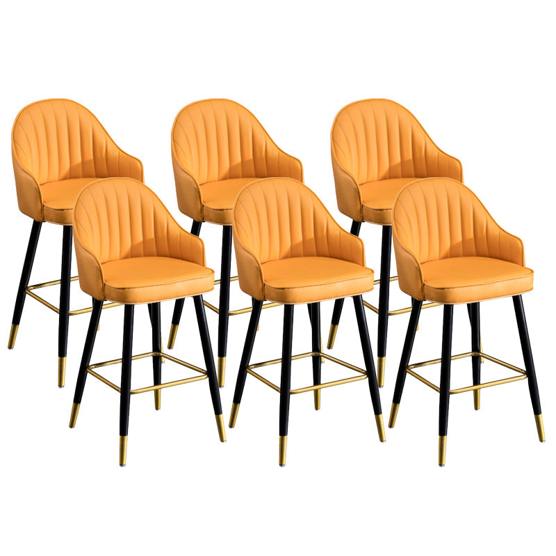 Scandinavian Armed Reception Stool Matte Finish Leather Barstool Orange 6 Piece Set Clearhalo 'Bar Furniture' 'Bar Stools' 'bar_stools' 'furn' 'furn_bar_stools' 'Furniture' 'furniture_bar_stools' 'Kitchen & Dining Furniture' 5042451